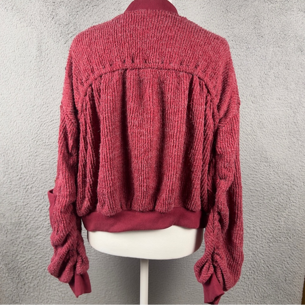 POL Sweater Womens Small Red Cropped Full Zip Oversized Patch Embellishment - Picture 3 of 10